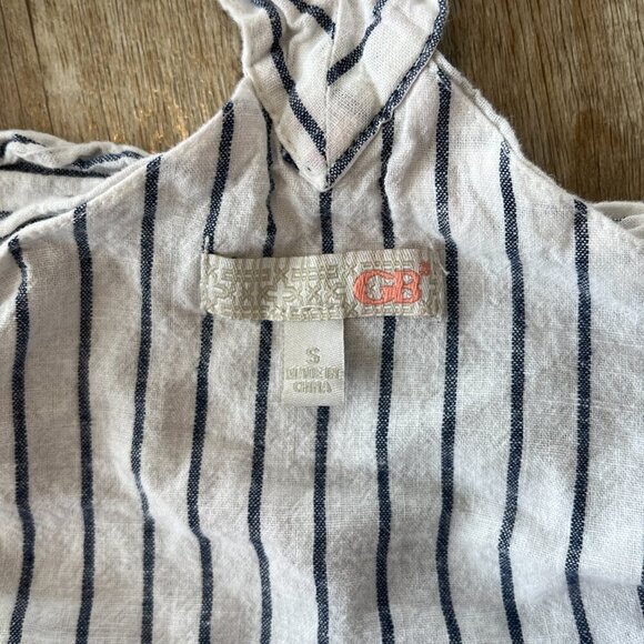 Womens GB White and Blue Stripe Blouse - S - Picture 9 of 9